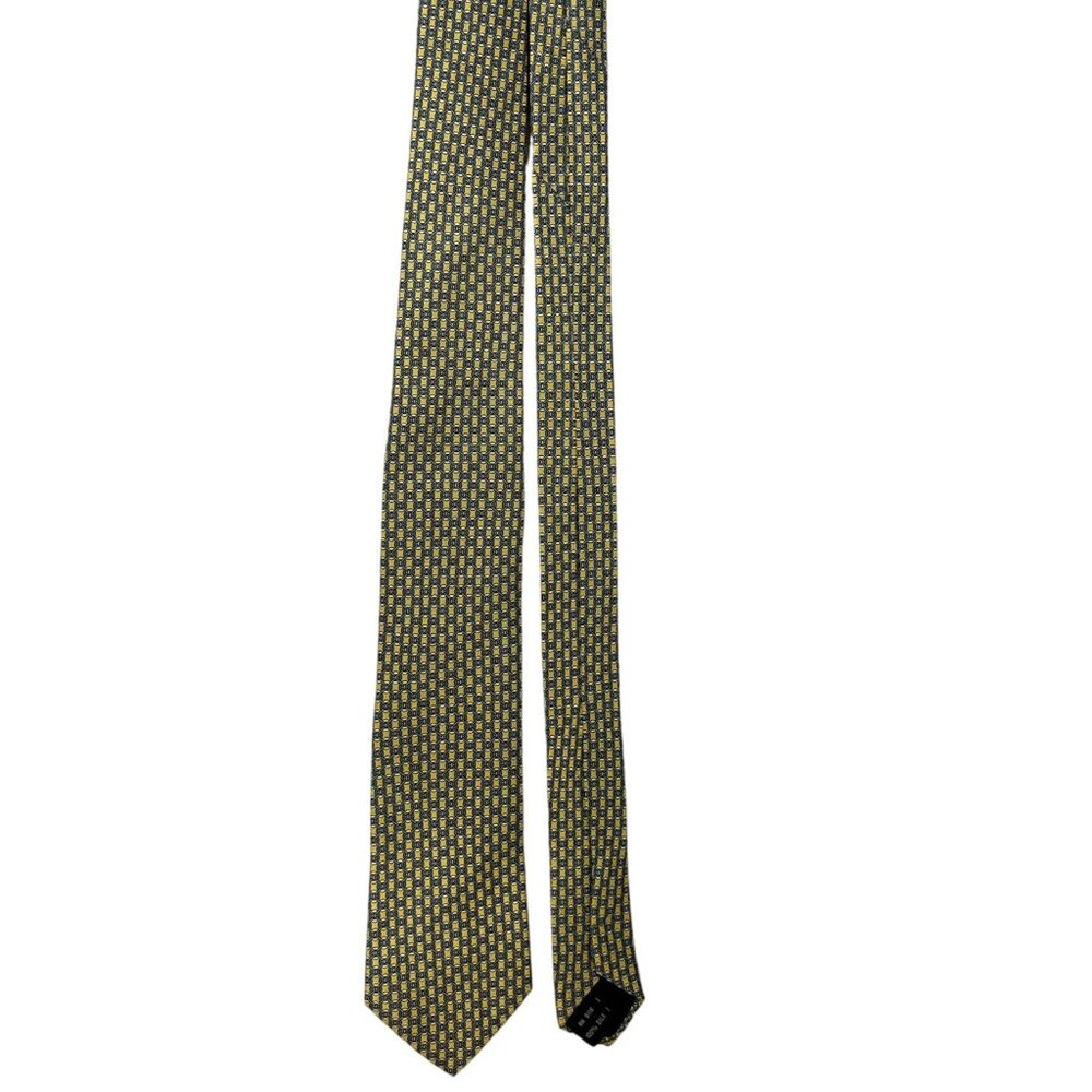 J.S. Blank & Co. 100% Silk Yellow & Blue Geometric Pattern Mens Tie